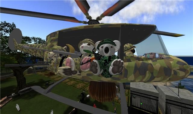 A helicopter full of tiny paratroopers