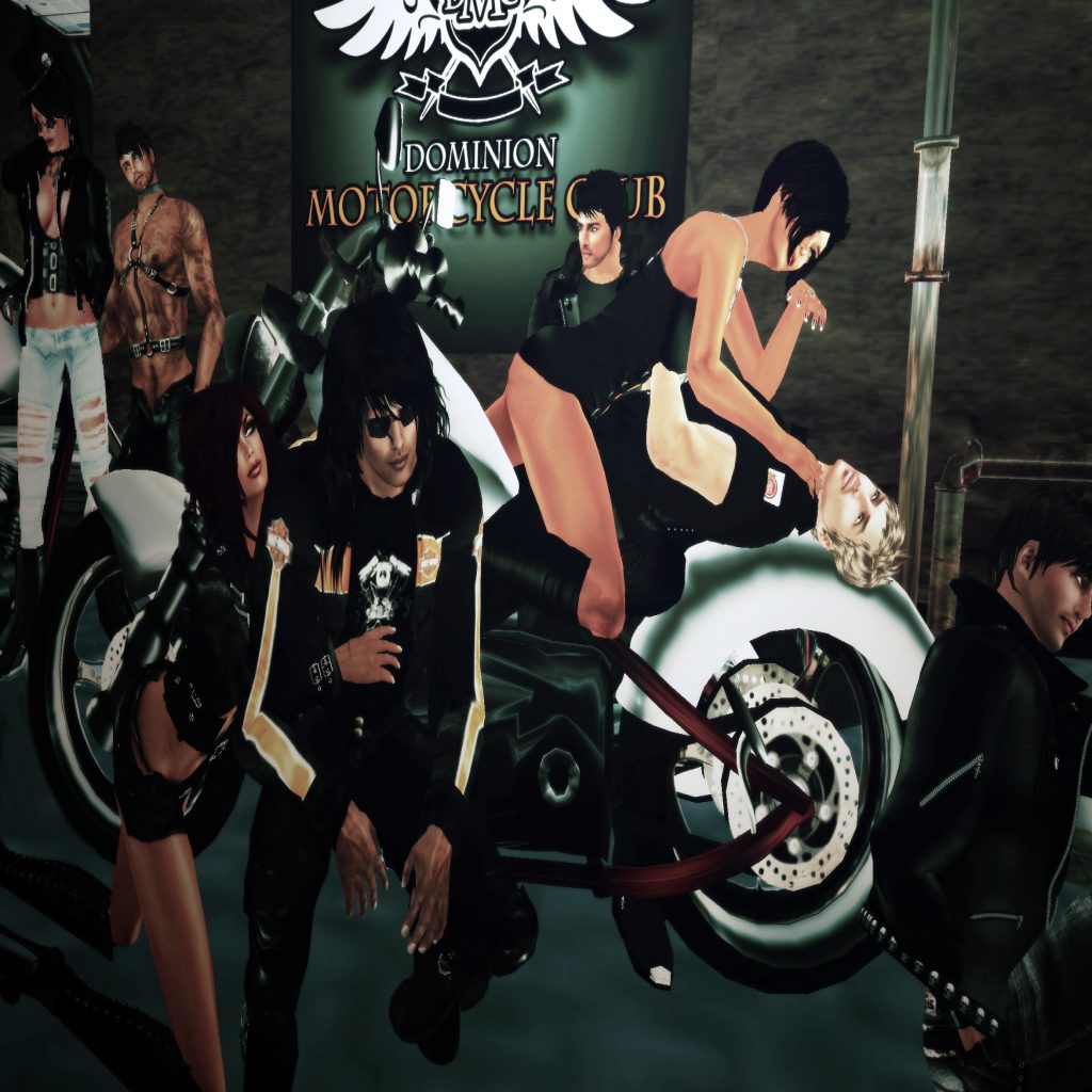 The Dominion Motorcycle Club gathered under its sign